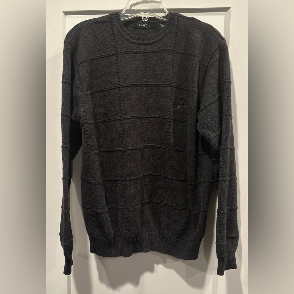 Vintage IZOD Men's Charcoal Crewneck Sweater